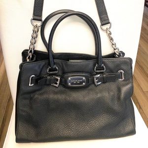 “MK”Black leather handbag
